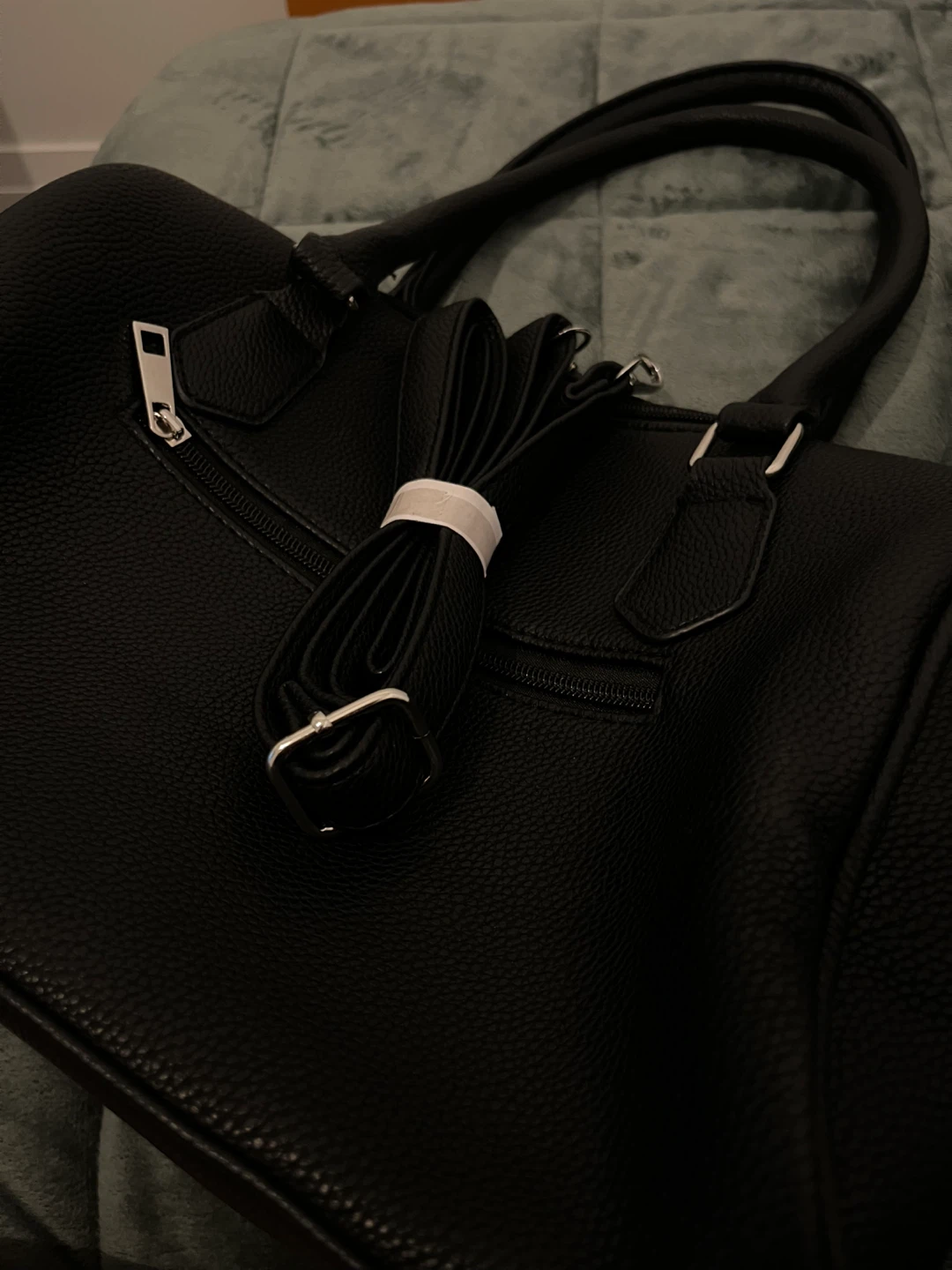 Black Studded Handbag with Shoulder Strap - photo 3