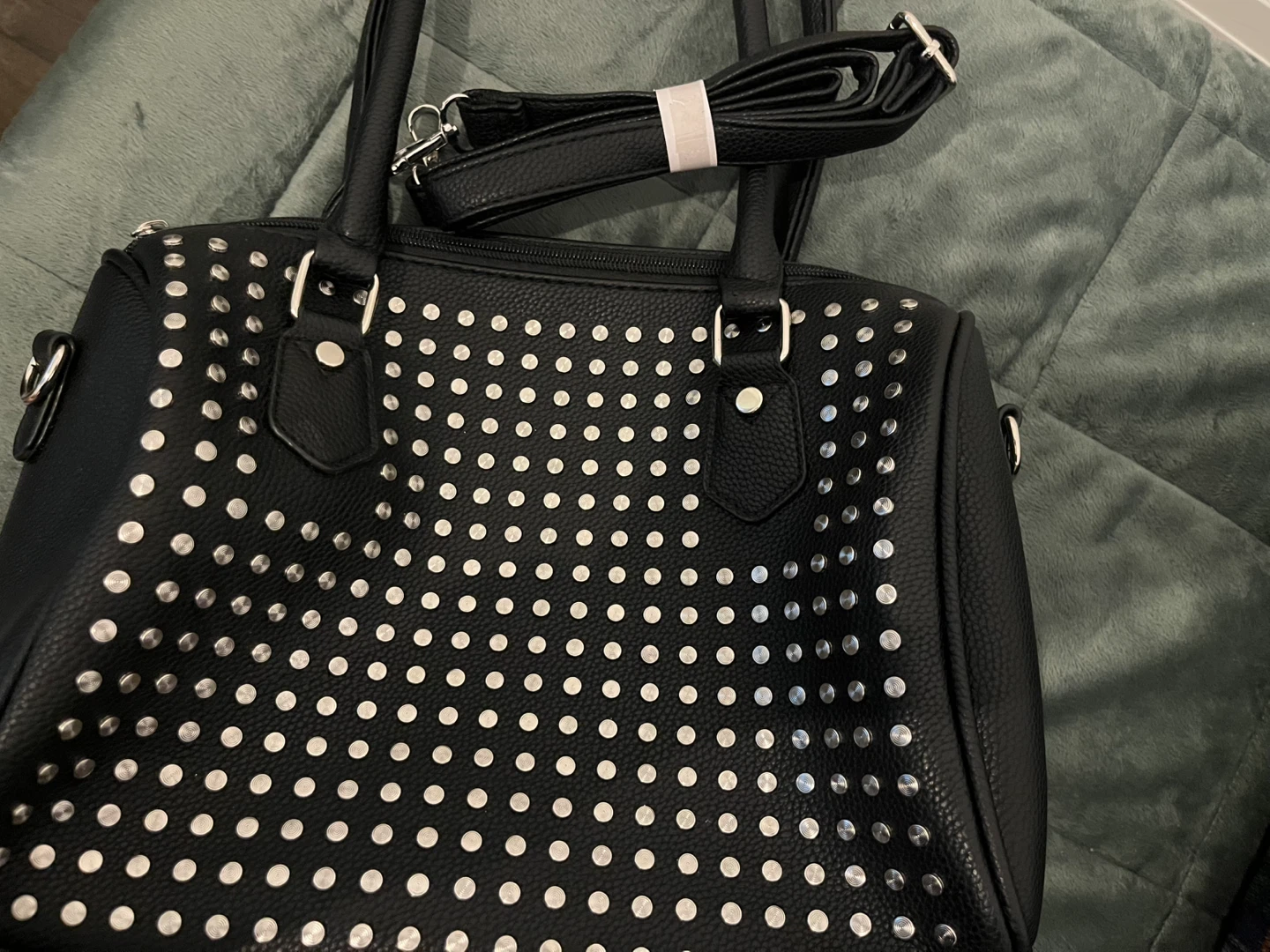Black Studded Handbag with Shoulder Strap - photo 4