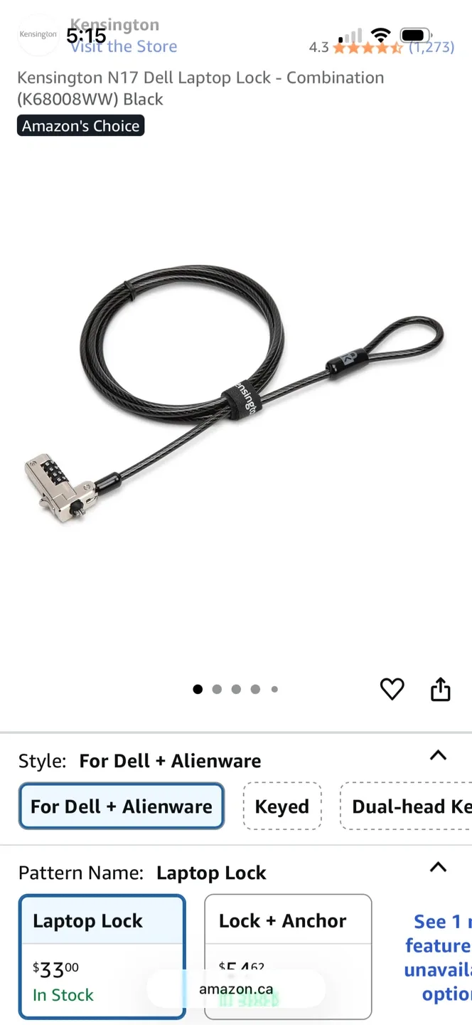 Brand New Kensington N17 Combination Laptop Lock image indicator(5)