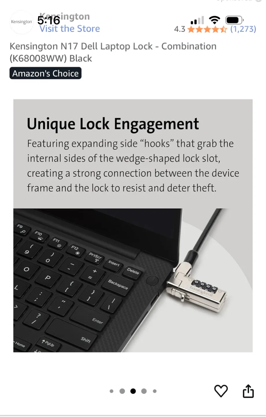 Brand New Kensington N17 Combination Laptop Lock image indicator(6)