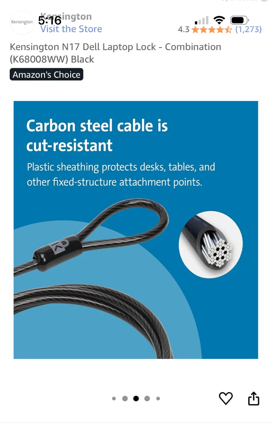 Brand New Kensington N17 Combination Laptop Lock image indicator(7)