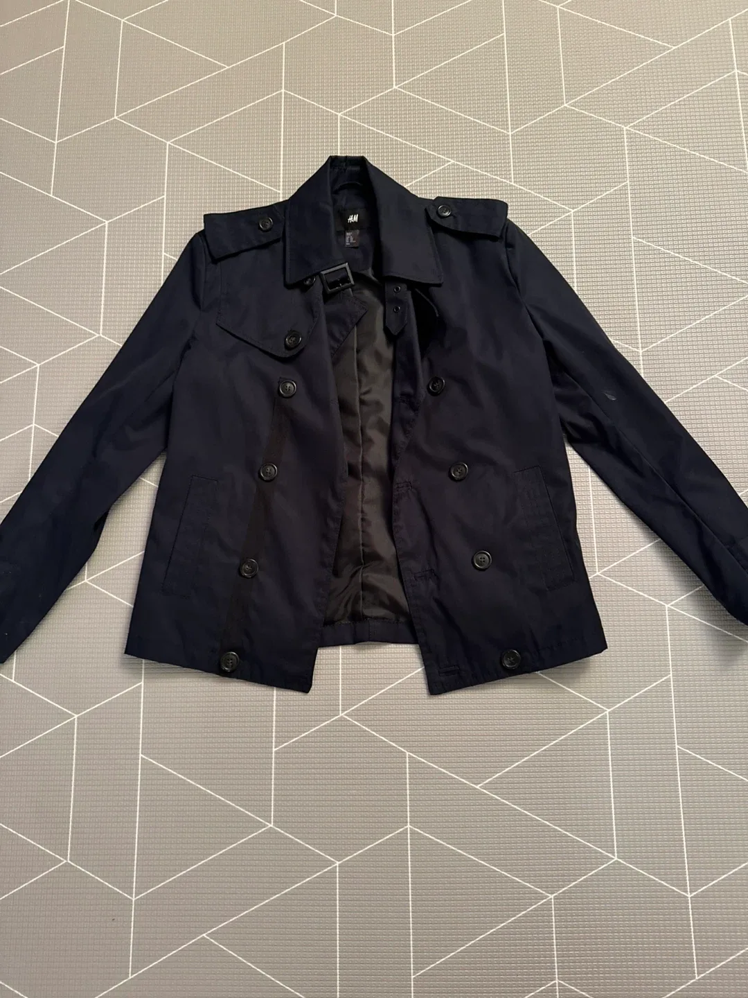 H&M Navy Blue Trench Coat - Size 36R image indicator(5)