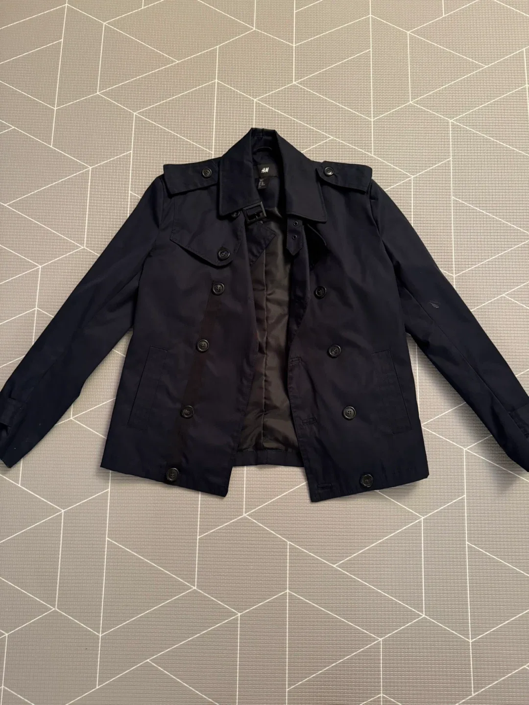 H&M Navy Blue Trench Coat - Size 36R thumbnail