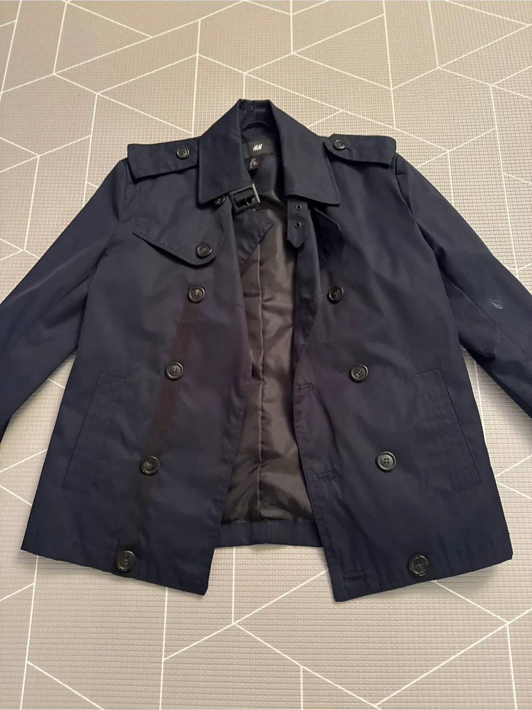 H&M Navy Blue Trench Coat - Size 36R image indicator(2)