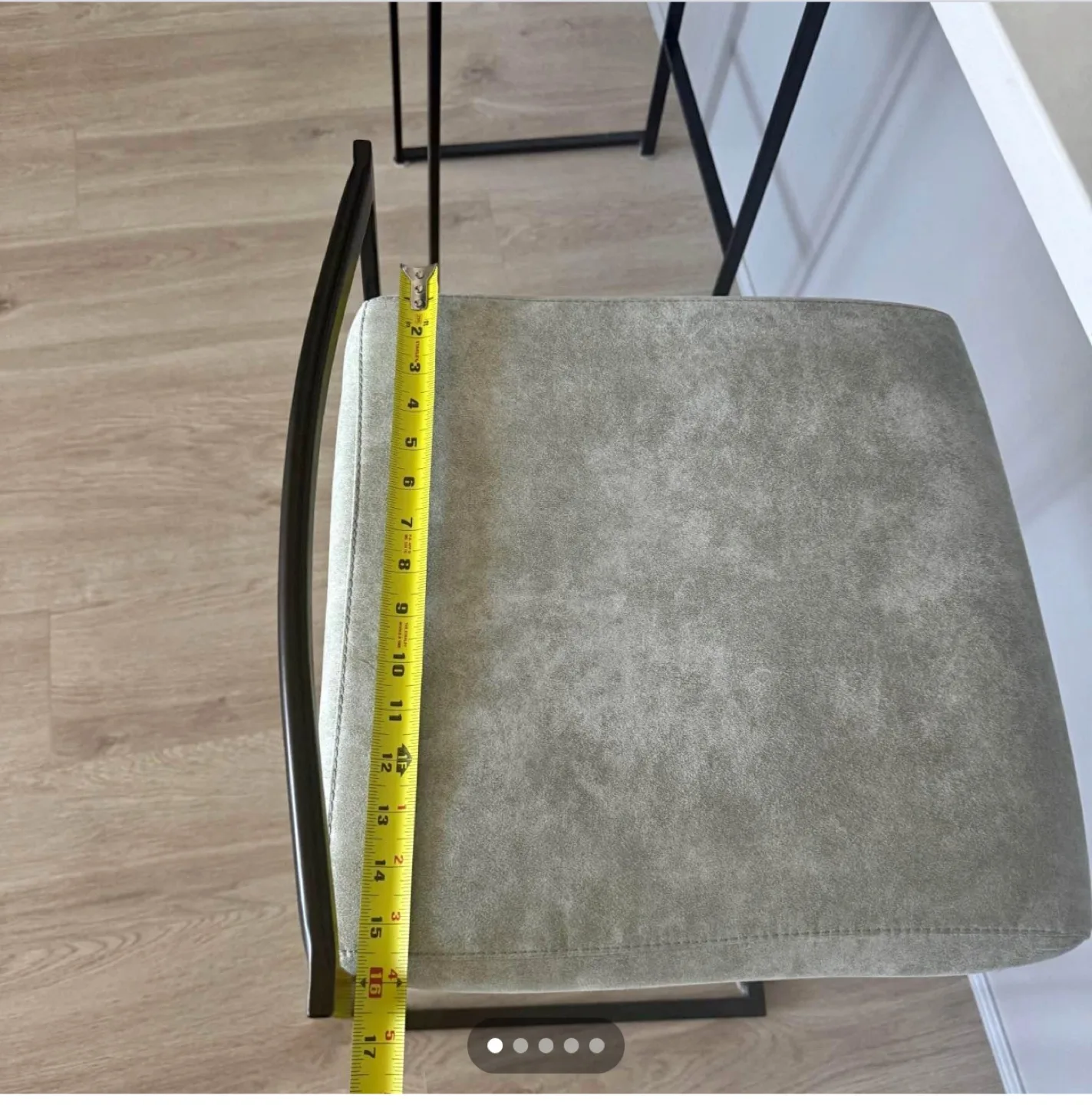 Set of 2 Bar Stools - Grey Seat, Black Frame image indicator(3)