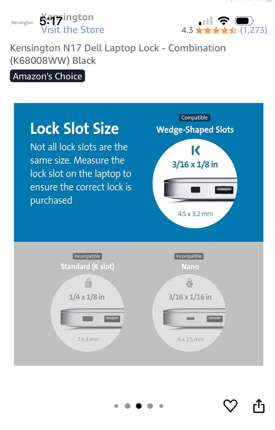 Brand New Kensington N17 Combination Laptop Lock image indicator(9)