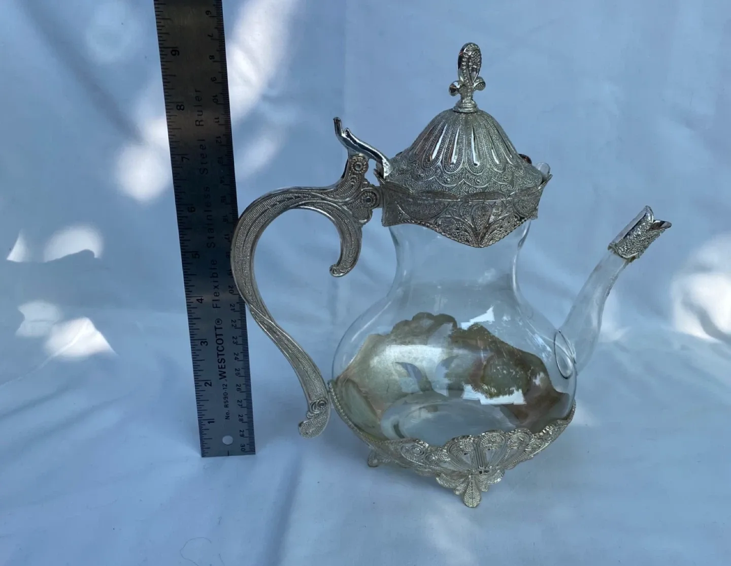 Vintage Silver Plated Tea Set with Turquoise Accents image indicator(7)