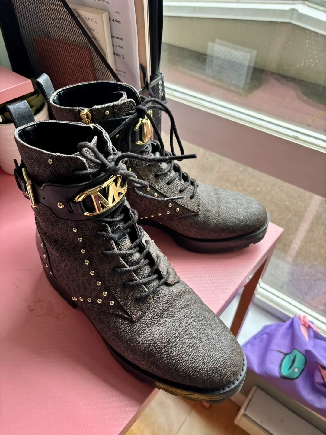 Michael Kors Brown Combat Boots