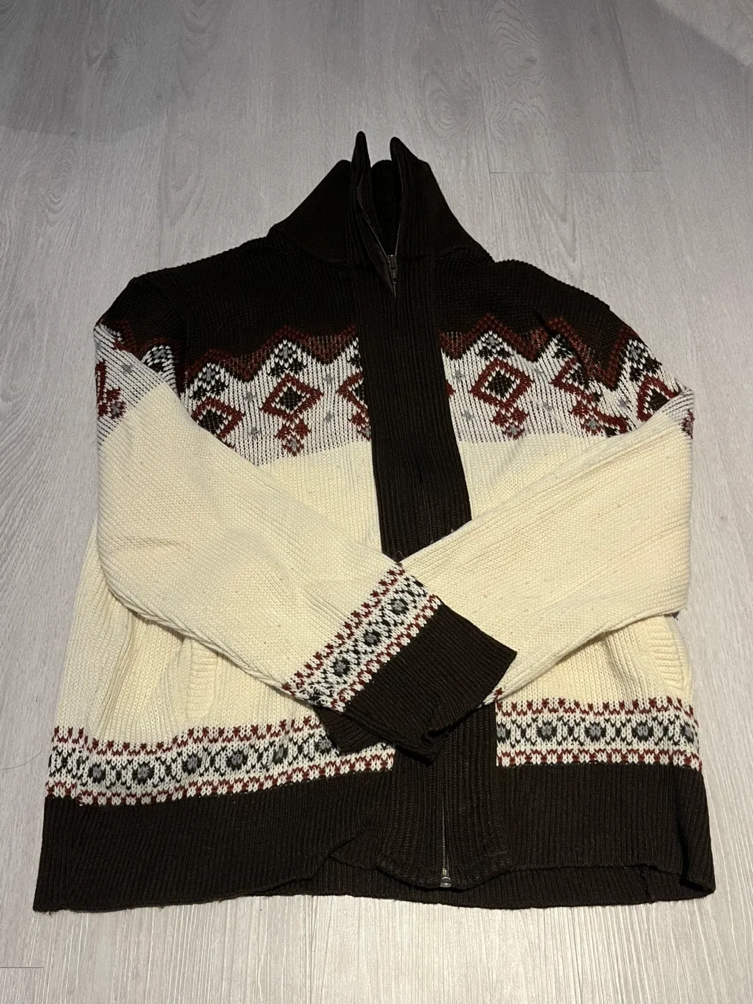 Vintage Cowichan Style Cardigan Sweater thumbnail