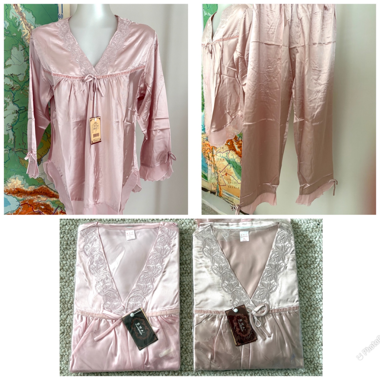 New Pink 65% Silk Pajama Set - Size S