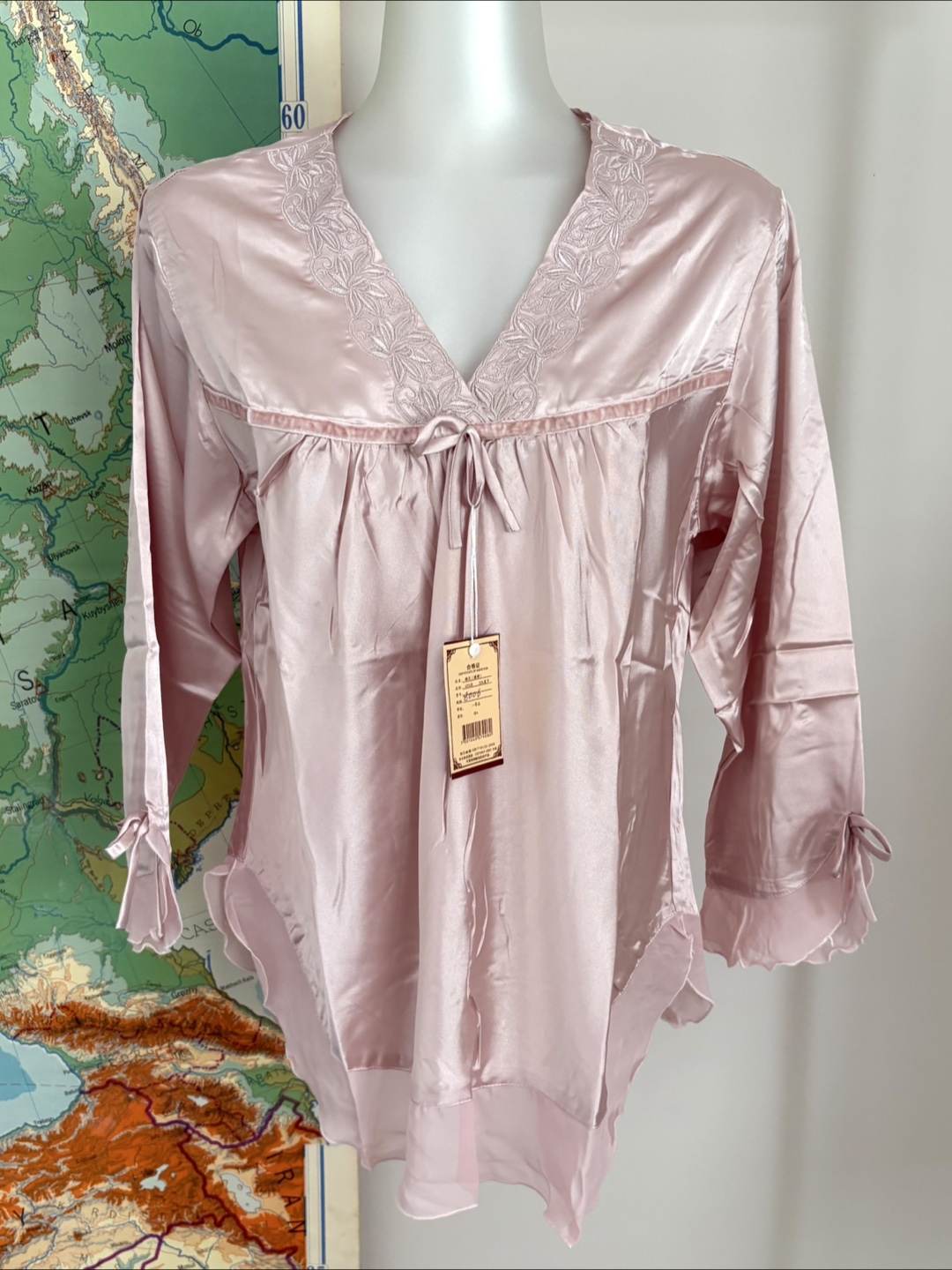 New Pink 65% Silk Pajama Set - Size S - photo 3