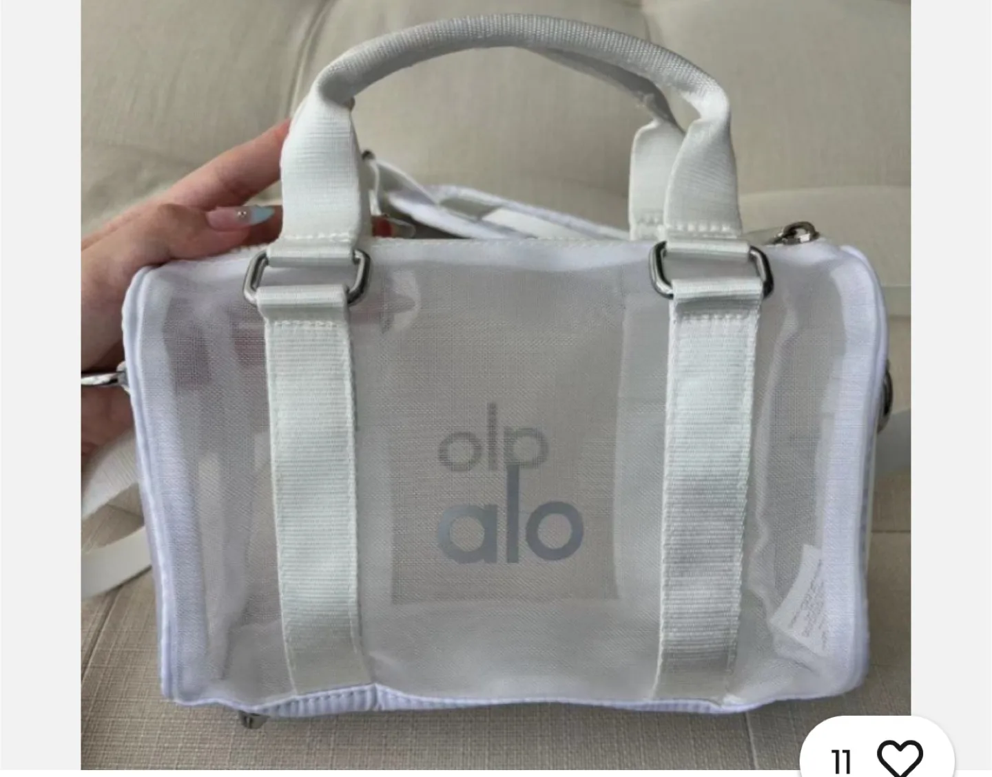 ALO Yoga Micro Faux Leather Duffel White thumbnail