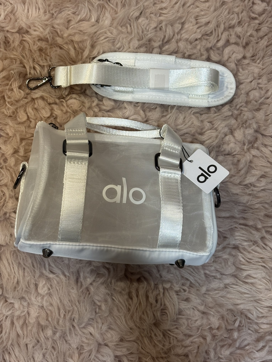 ALO Yoga Micro Faux Leather Duffel White - photo 3