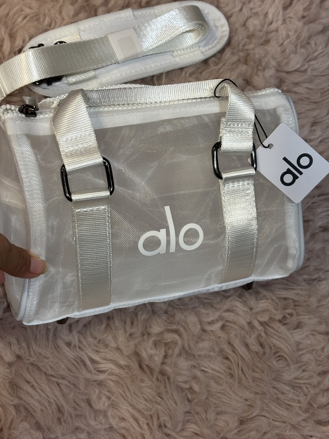 ALO Yoga Micro Faux Leather Duffel White - photo 2