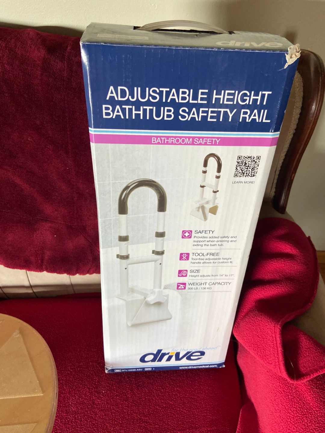 Drive Adjustable Height Bathtub Safety Rail - NEW