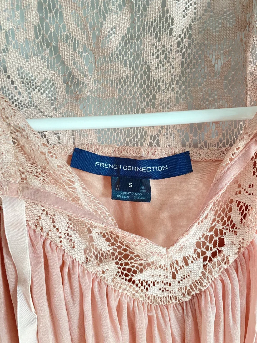 Elegant Pink Bow Lace Heart Neckline Blouse image indicator(5)