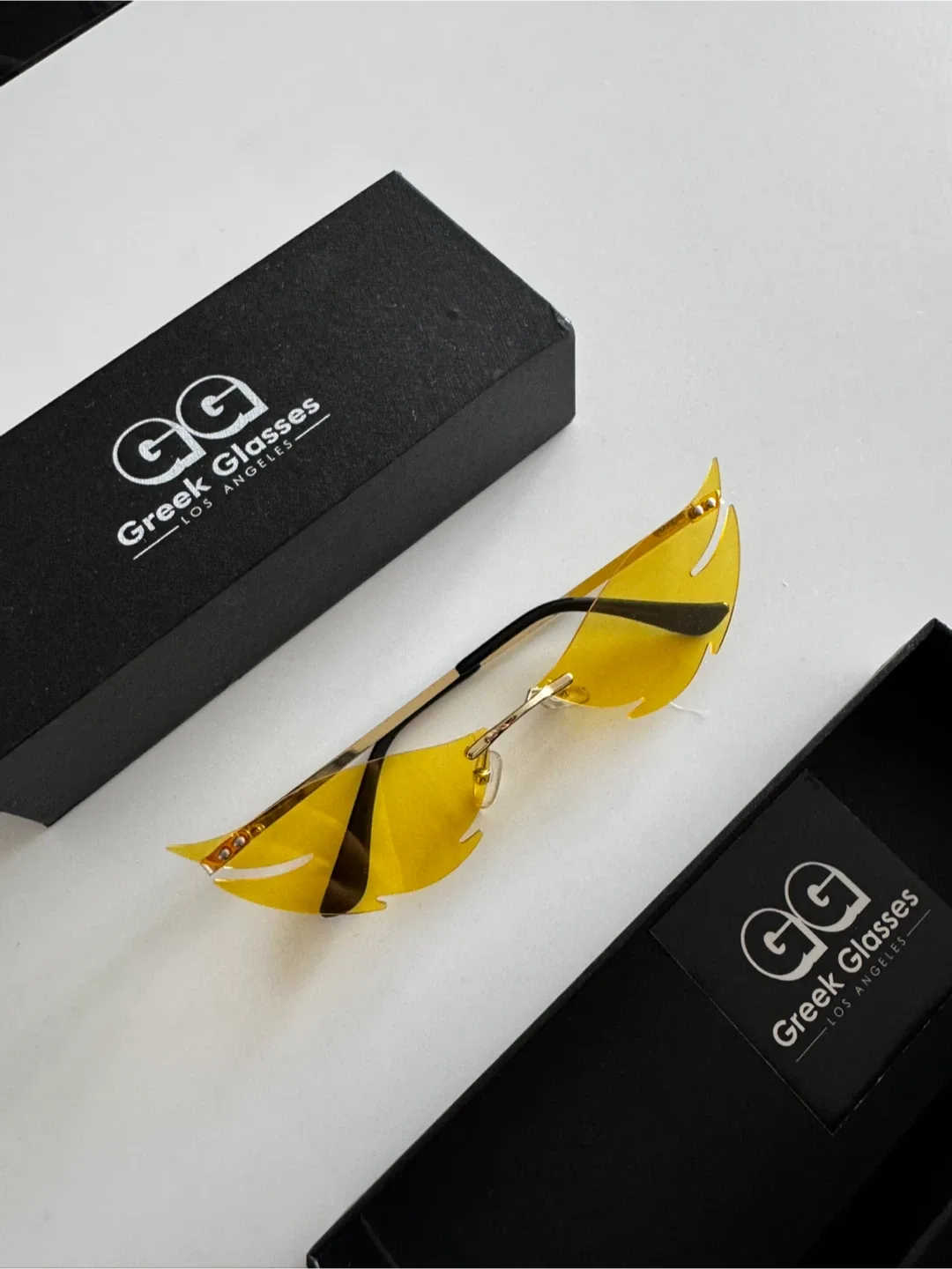 Greek Glasses Los Angeles Yellow Rimless Sunglasses - New thumbnail