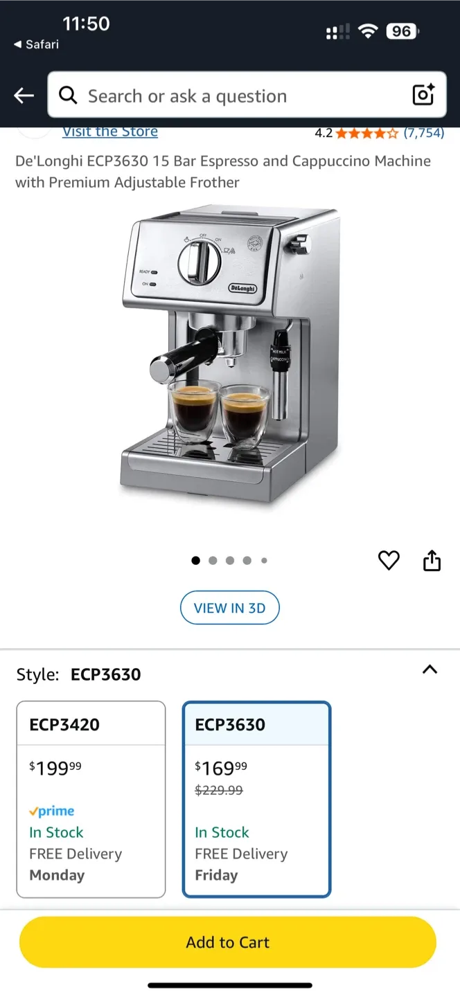 DeLonghi ECP3630 15 Bar Espresso & Cappuccino Maker - NEW thumbnail