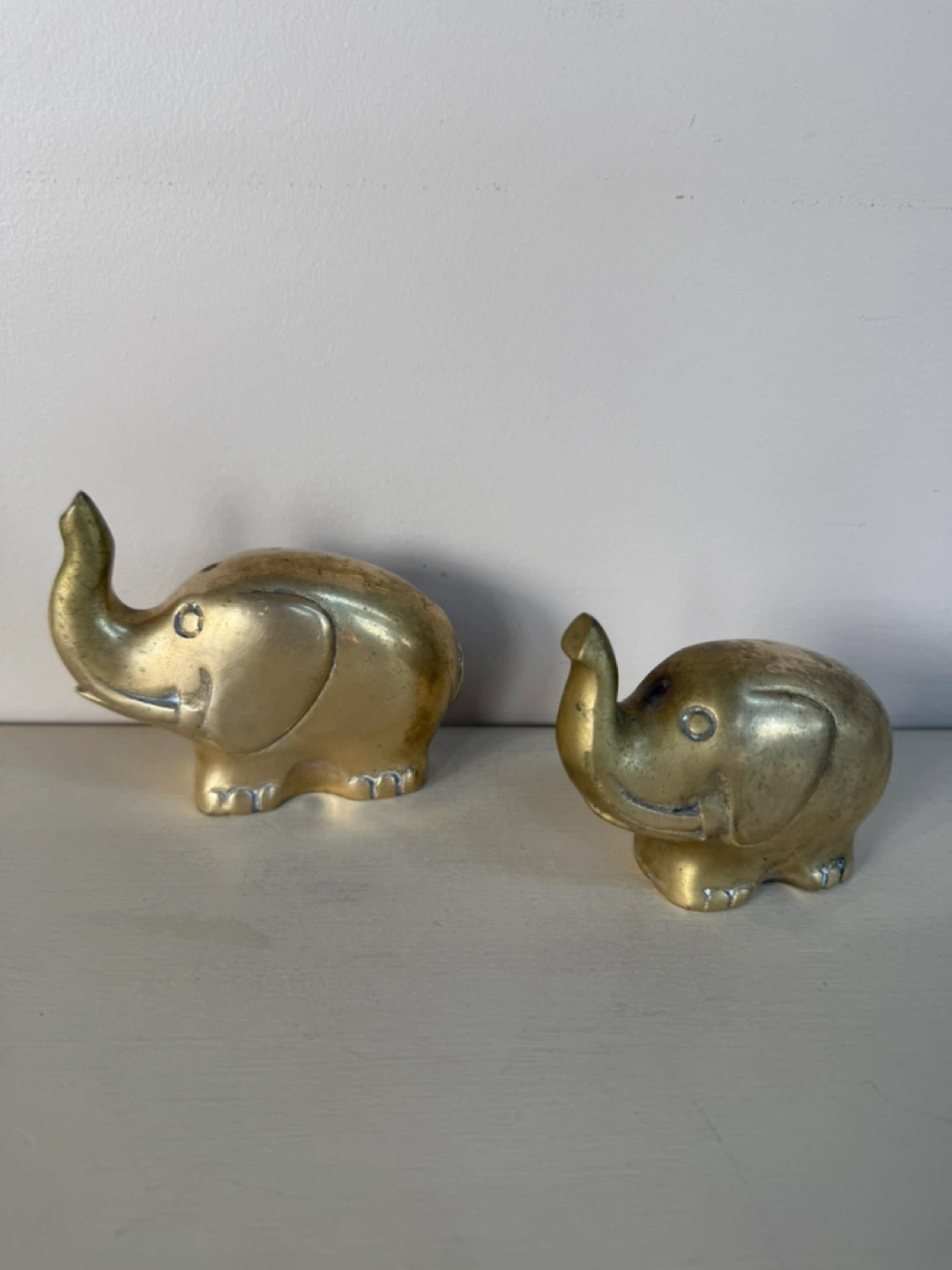Vintage Brass Elephant Figurines (Set of 2)