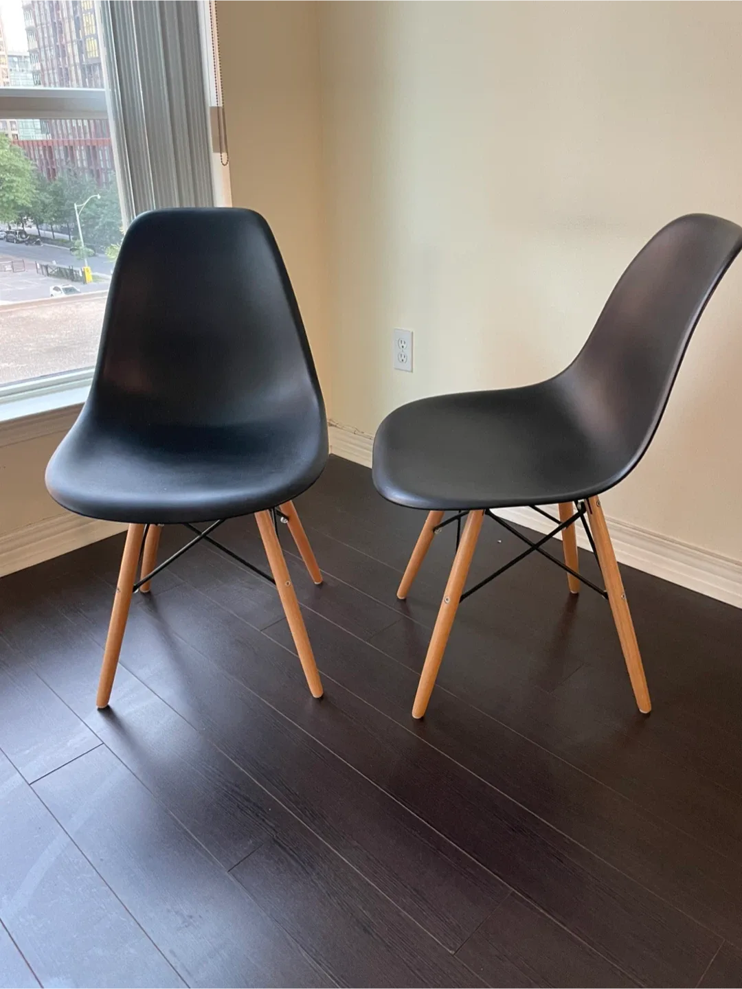 Set of 2 Black Eames Style Chairs thumbnail