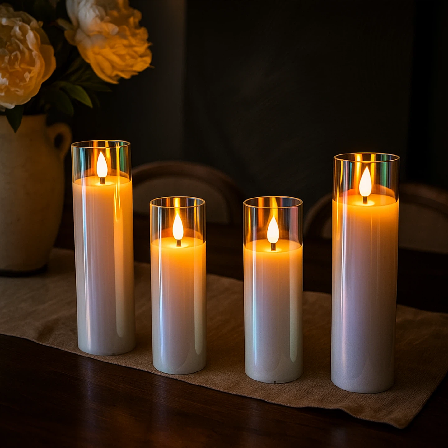 Set of 4 iridescent LED candles