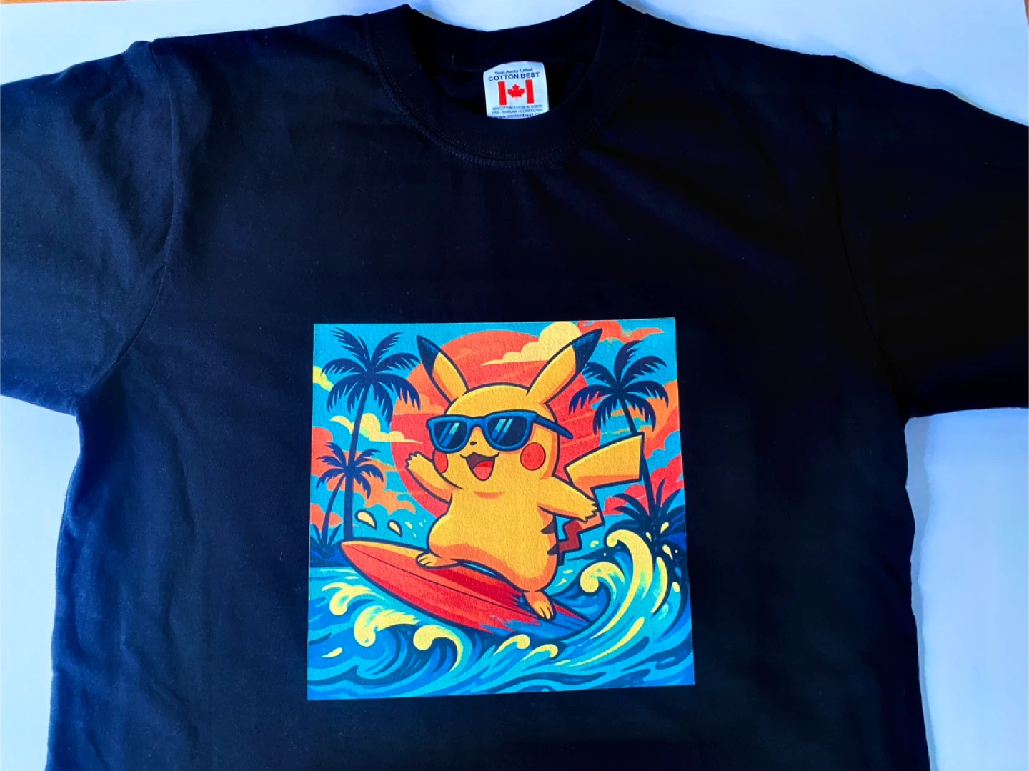 Surfing Pikachu T-Shirt (Pokemon) Large Size