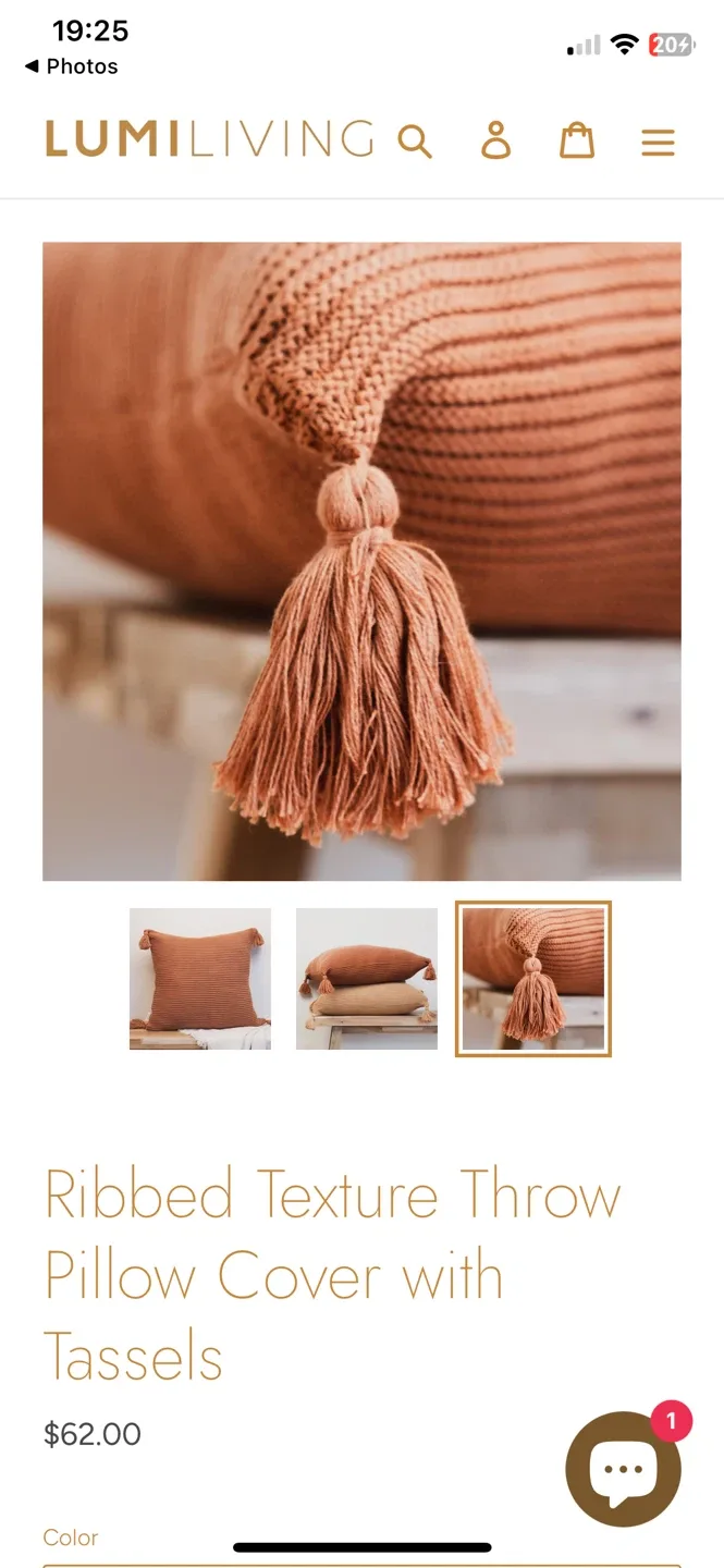 NEW! Lumi Living Ribbed Texture Throw Pillow Cover with Tassels image indicator(3)