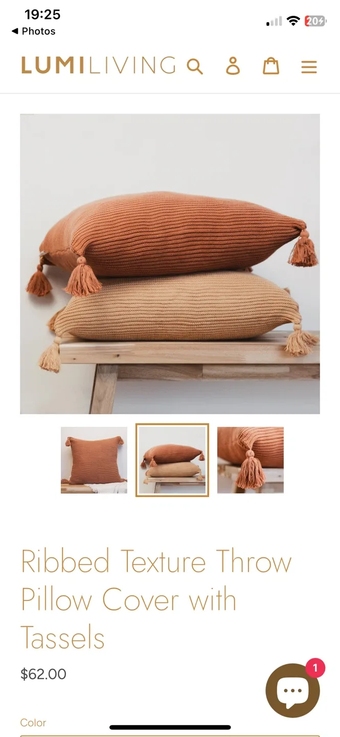 NEW! Lumi Living Ribbed Texture Throw Pillow Cover with Tassels image indicator(2)