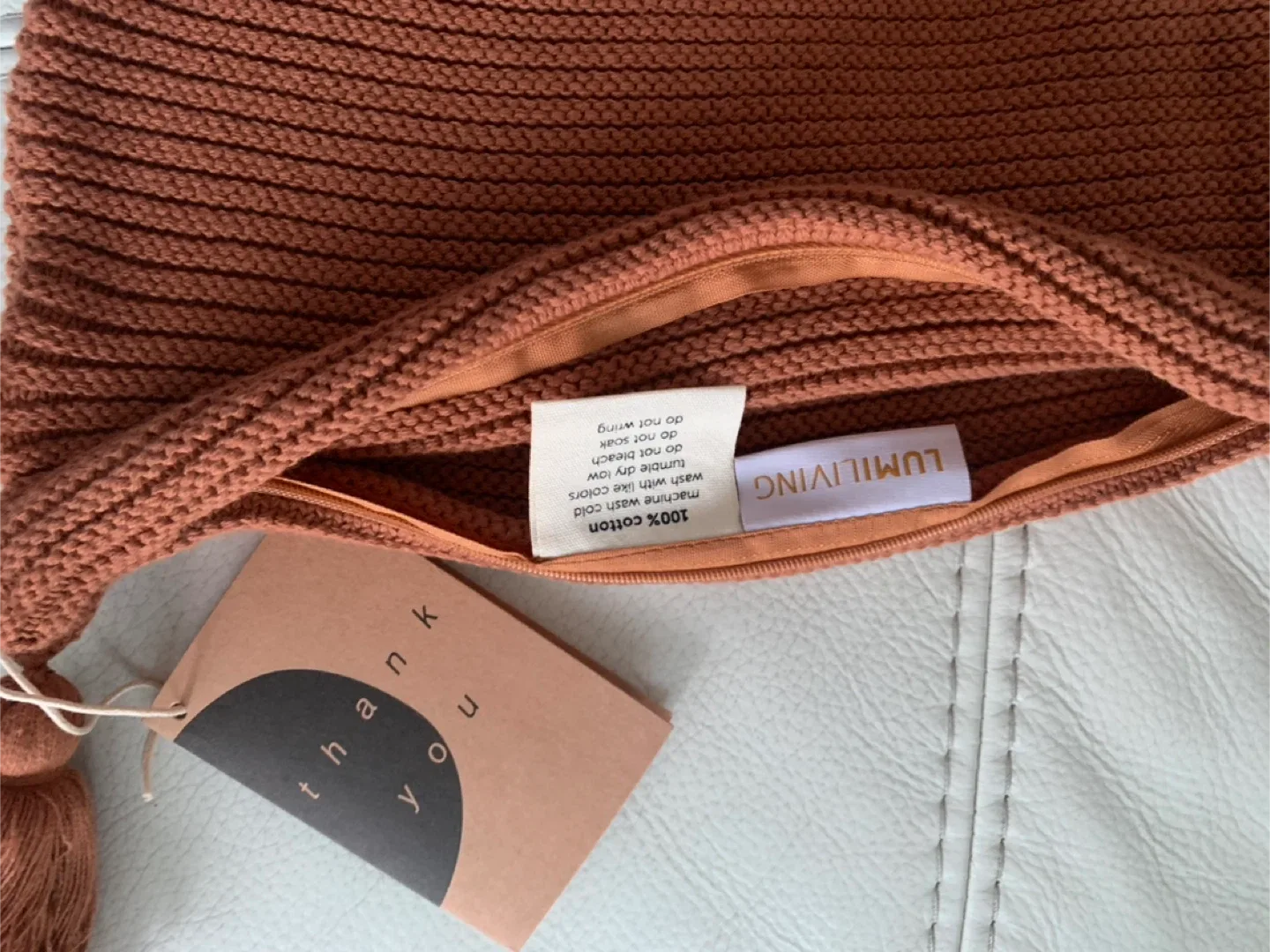 NEW! Lumi Living Ribbed Texture Throw Pillow Cover with Tassels image indicator(7)