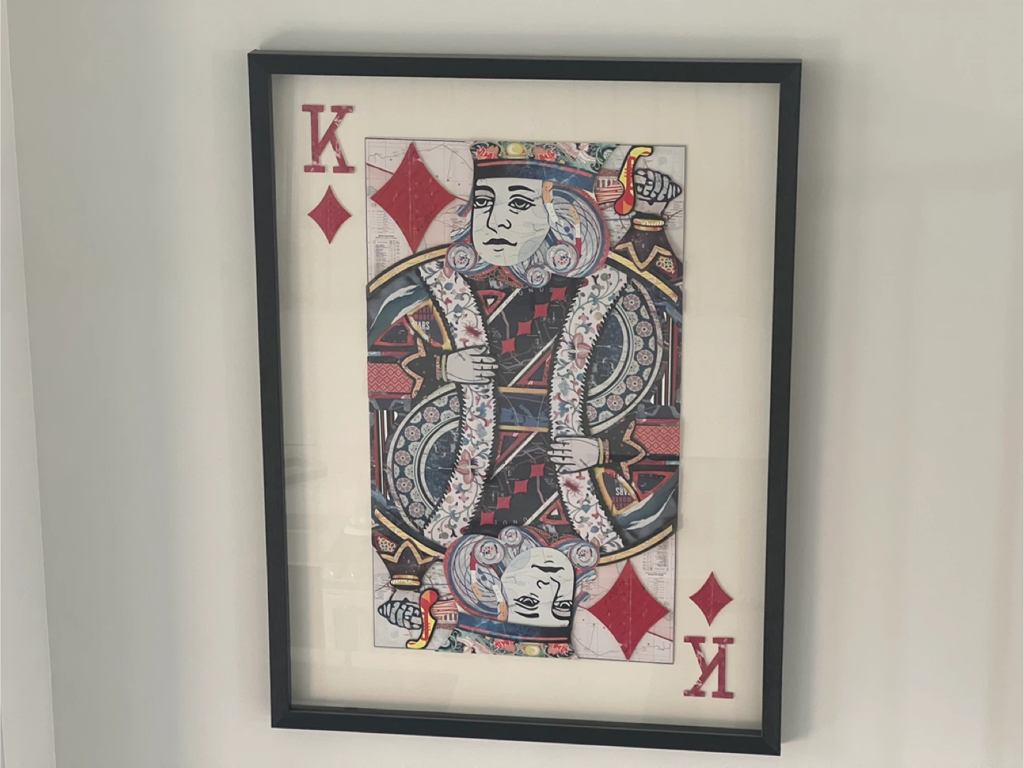 Wall Art Framed King & Queen Playing Card Paper Art - Set of 2