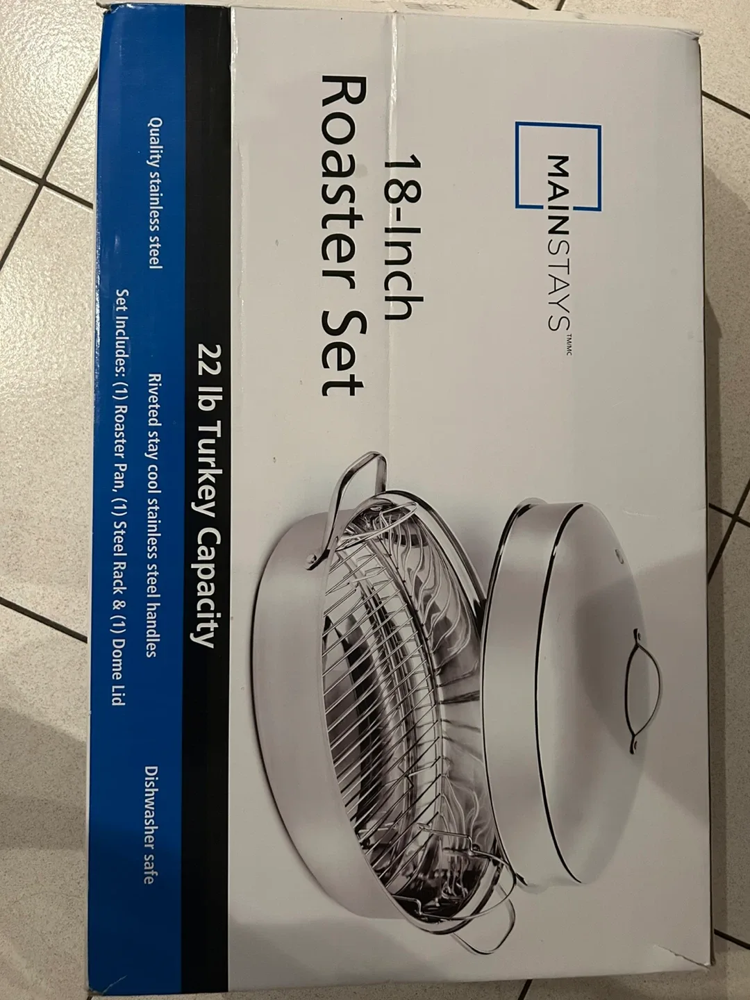 Mainstays 18-Inch Stainless Steel Oval Roaster Set - NEW image indicator(3)