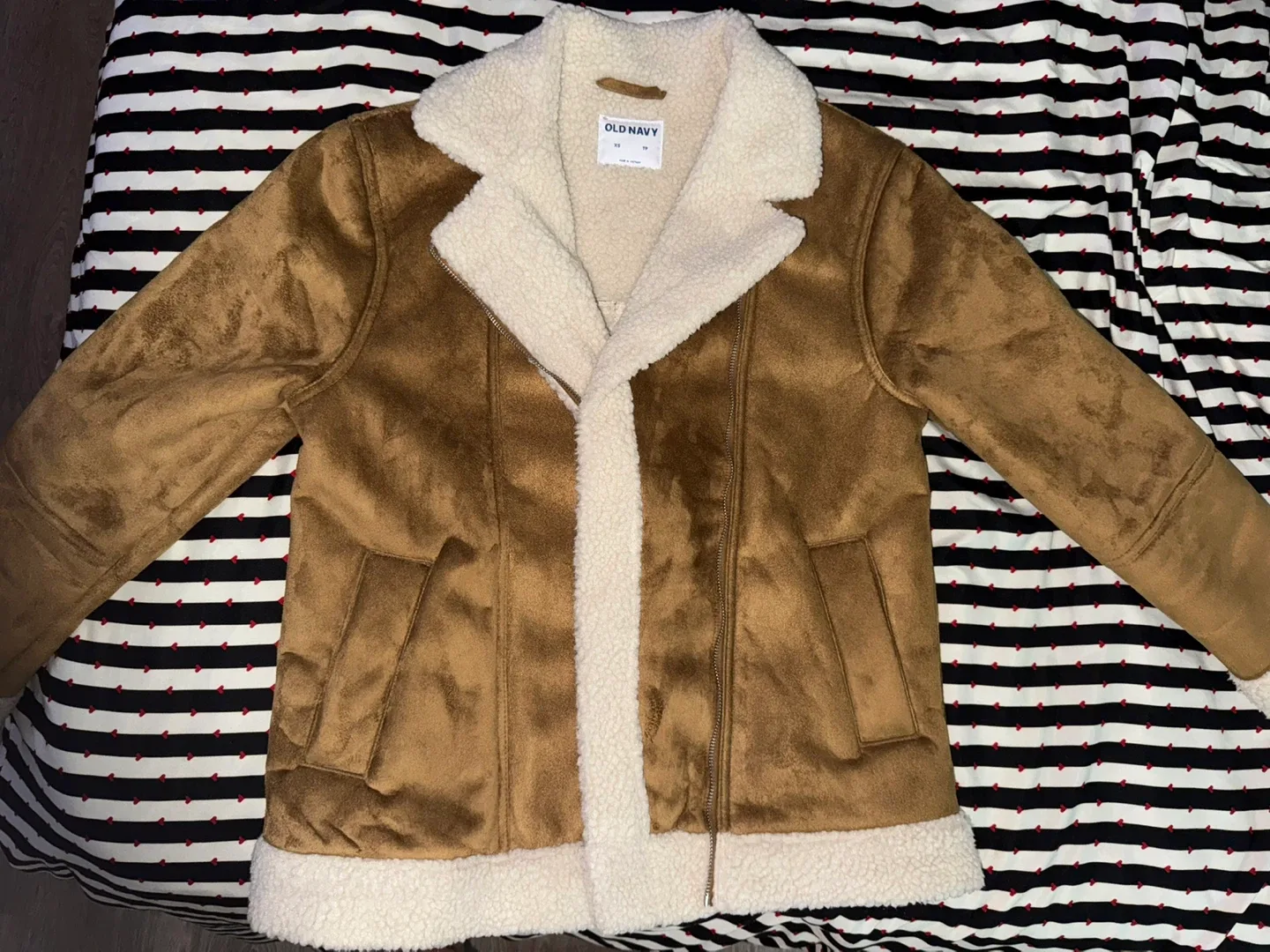 Old Navy XS Brown Faux Suede Sherpa Jacket thumbnail