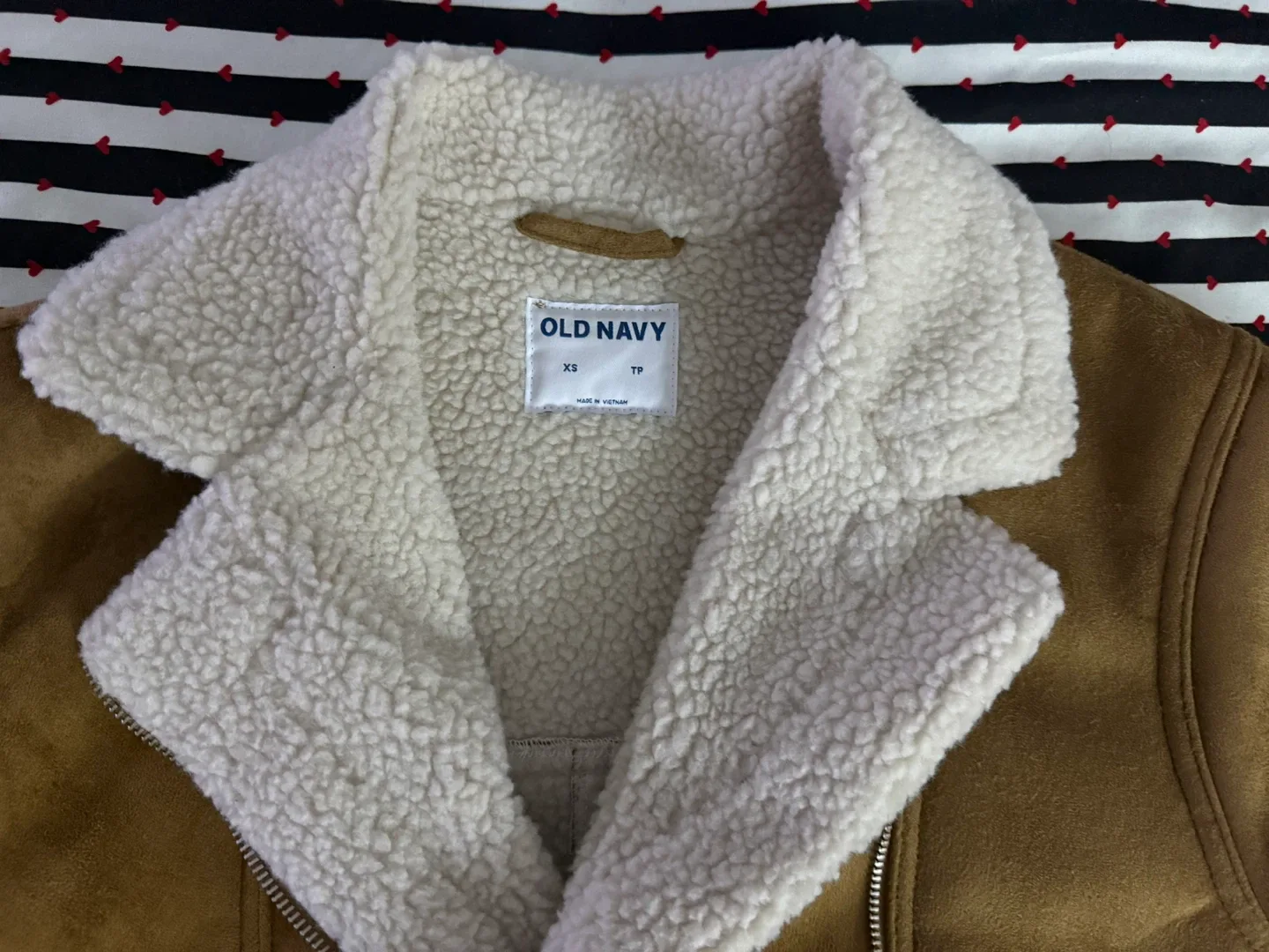 Old Navy XS Brown Faux Suede Sherpa Jacket image indicator(2)