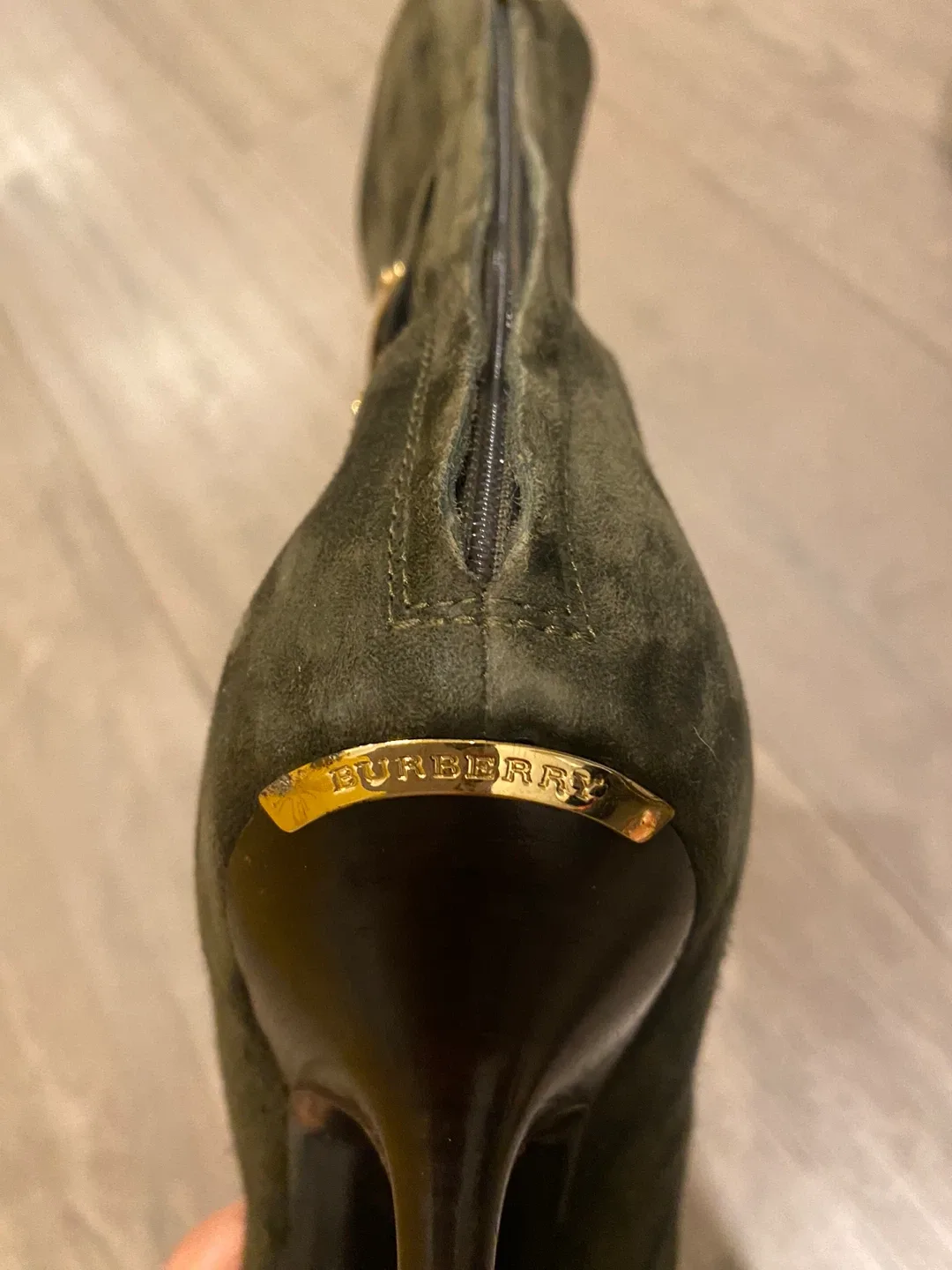 Burberry Olive Green Suede Heeled Boots - Size 39 image indicator(4)