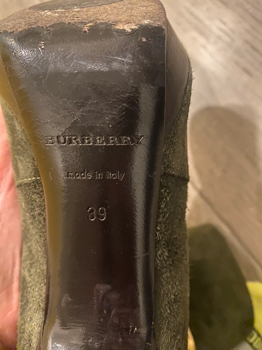 Burberry Olive Green Suede Heeled Boots - Size 39 image indicator(5)