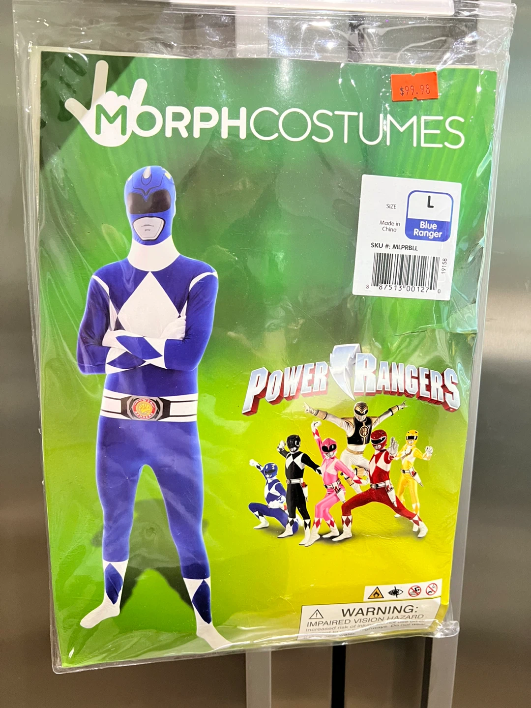Power Rangers Blue Ranger Morphsuit Costume - Size L - NEW