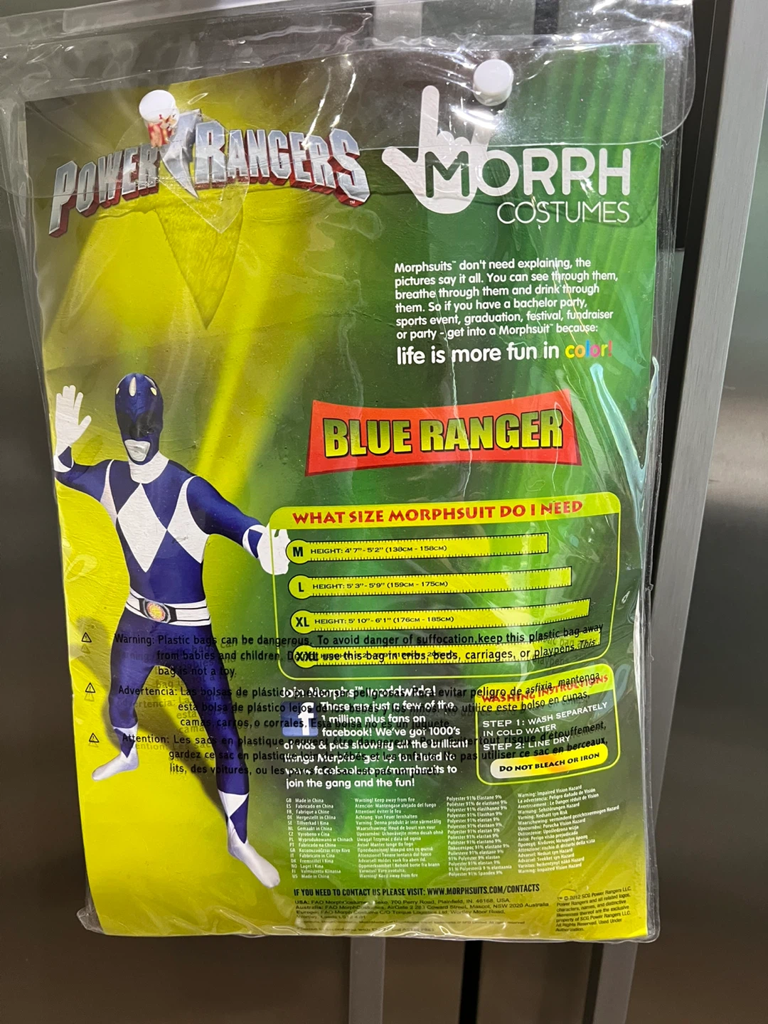 Power Rangers Blue Ranger Morphsuit Costume - Size L - NEW - photo 2