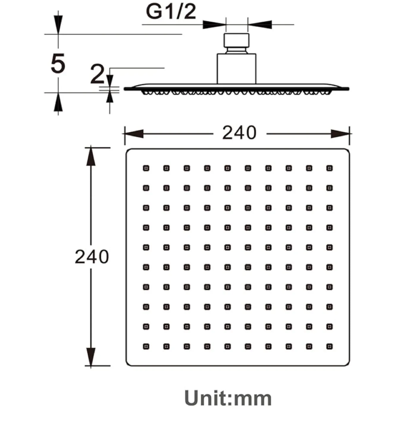 🥕 Black Square Rainfall Shower Head image indicator(6)