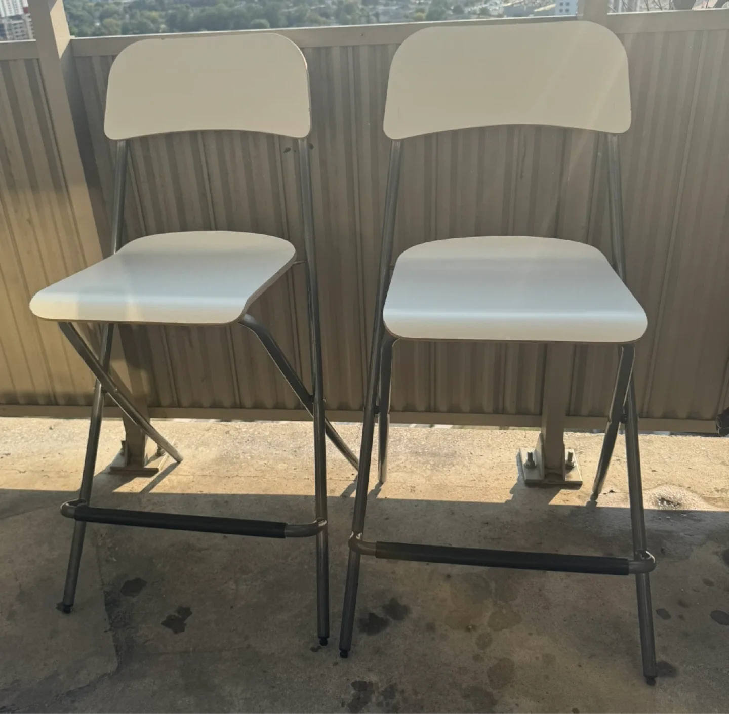 Two White IKEA Franklin Folding Counter-Height Bar Stools thumbnail