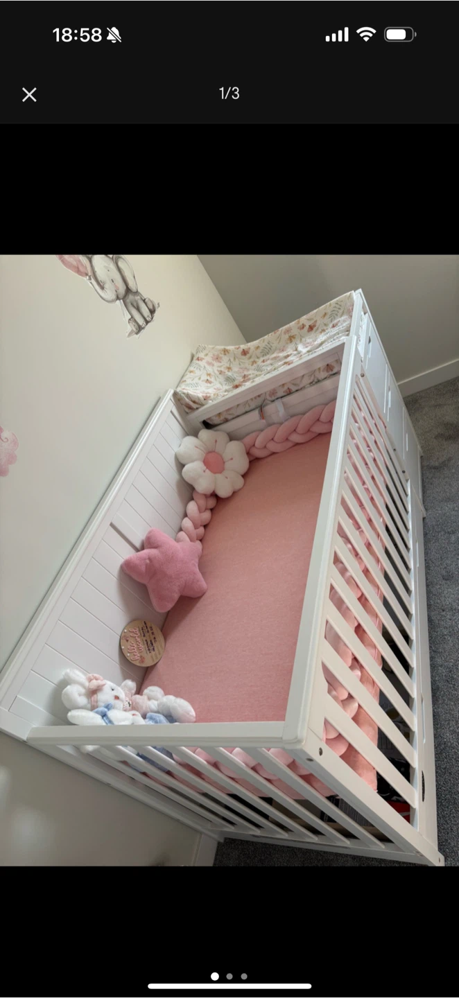 White Baby Crib with Changing Table