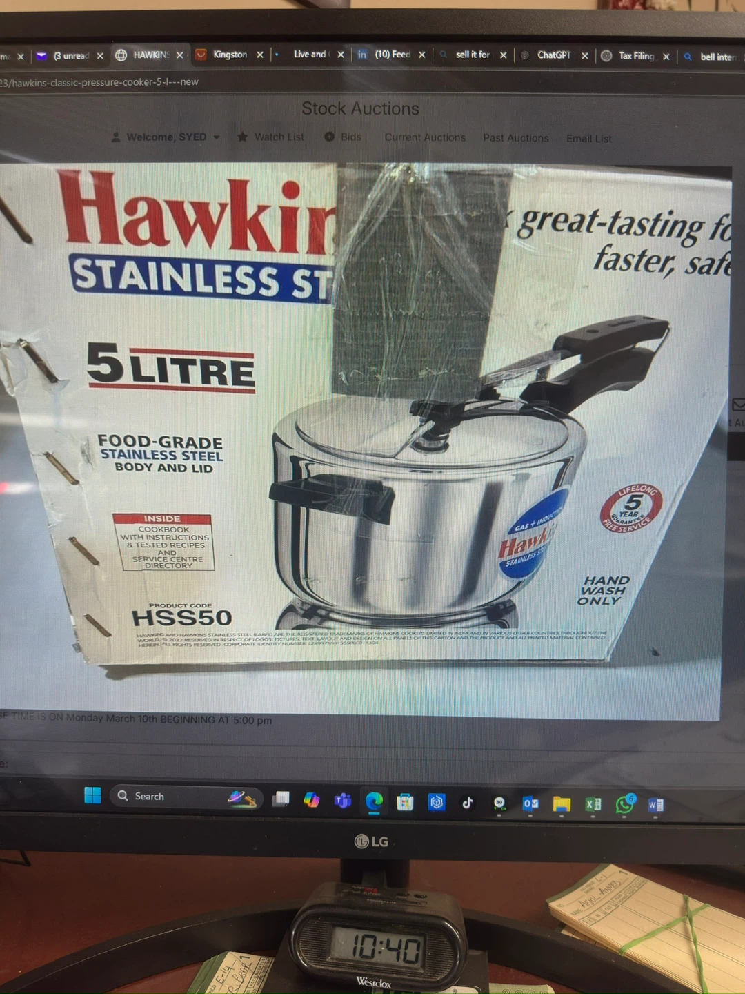 Hawkins Stainless Steel 5 Litre Pressure Cooker