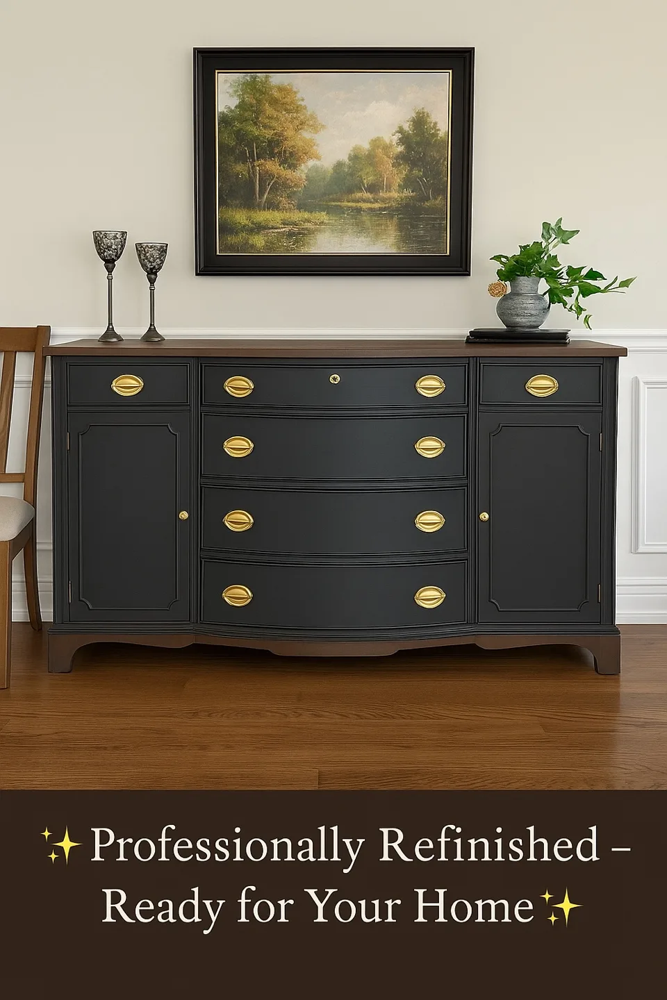 ✨ Solid Mahogany Vintage Sideboard – Professionally Refinished ✨ thumbnail