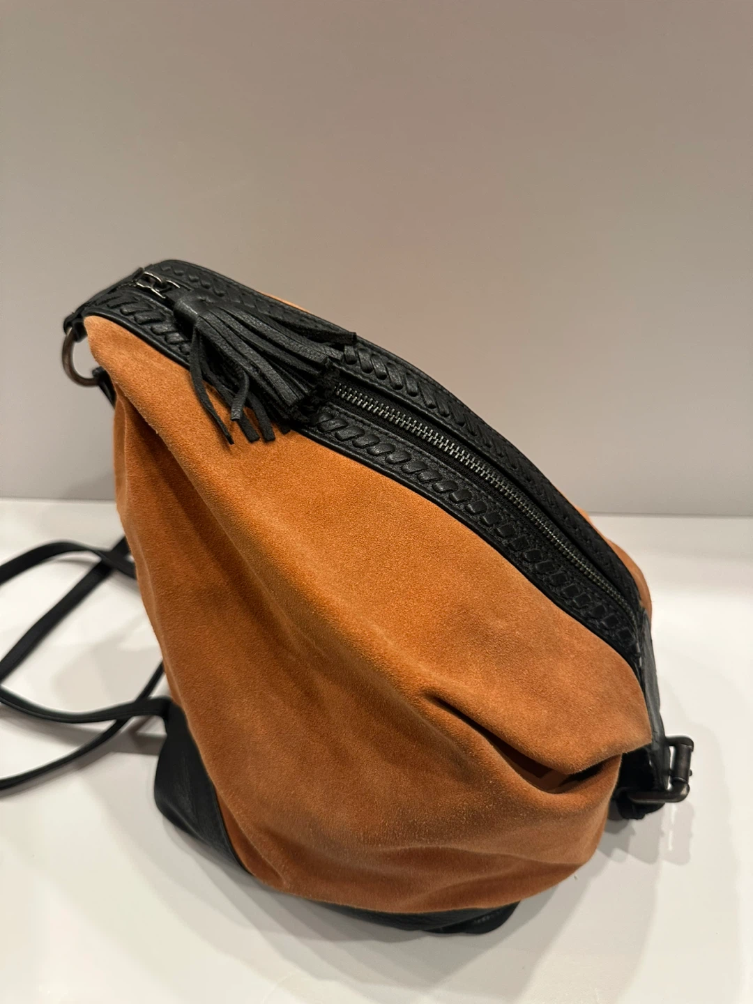 Suede & Leather Backpack - Brown & Black - photo 3