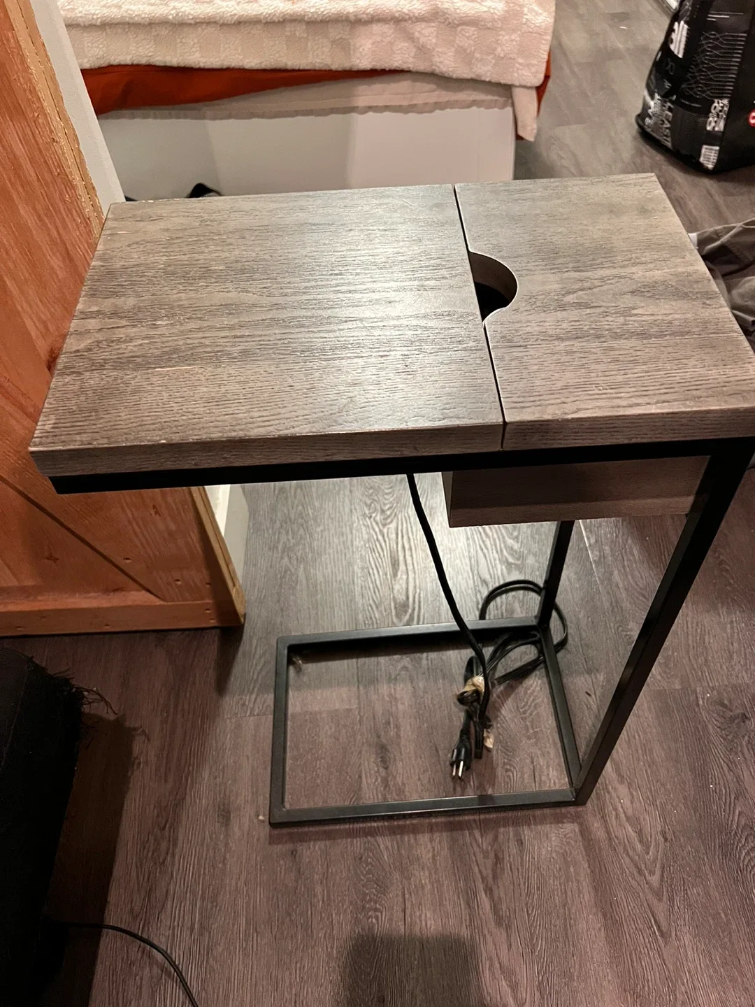 Grey End Table with USB Ports thumbnail