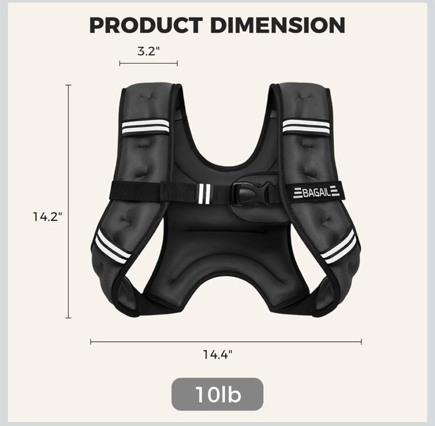 BAGAIL 10lb Weighted Vest - Black image indicator(4)