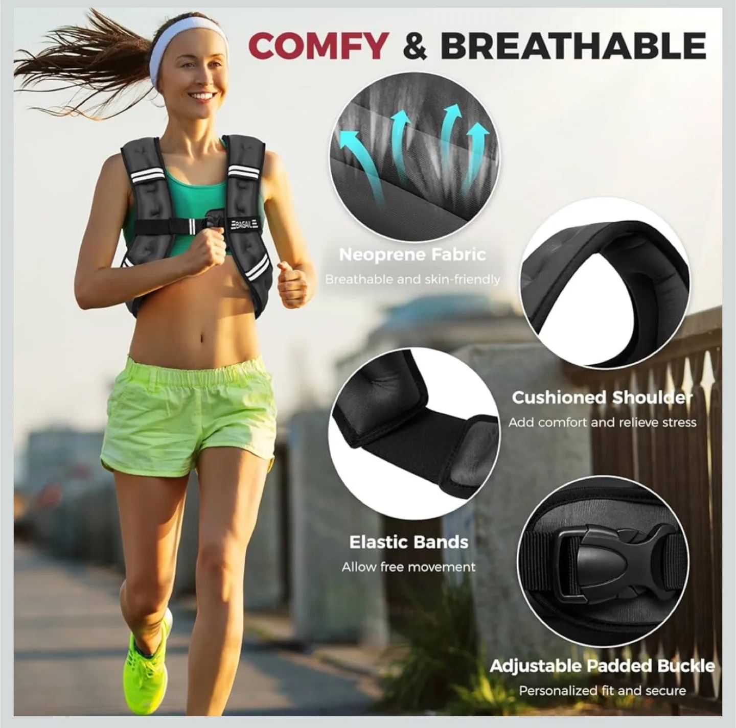 BAGAIL 10lb Weighted Vest - Black image indicator(7)