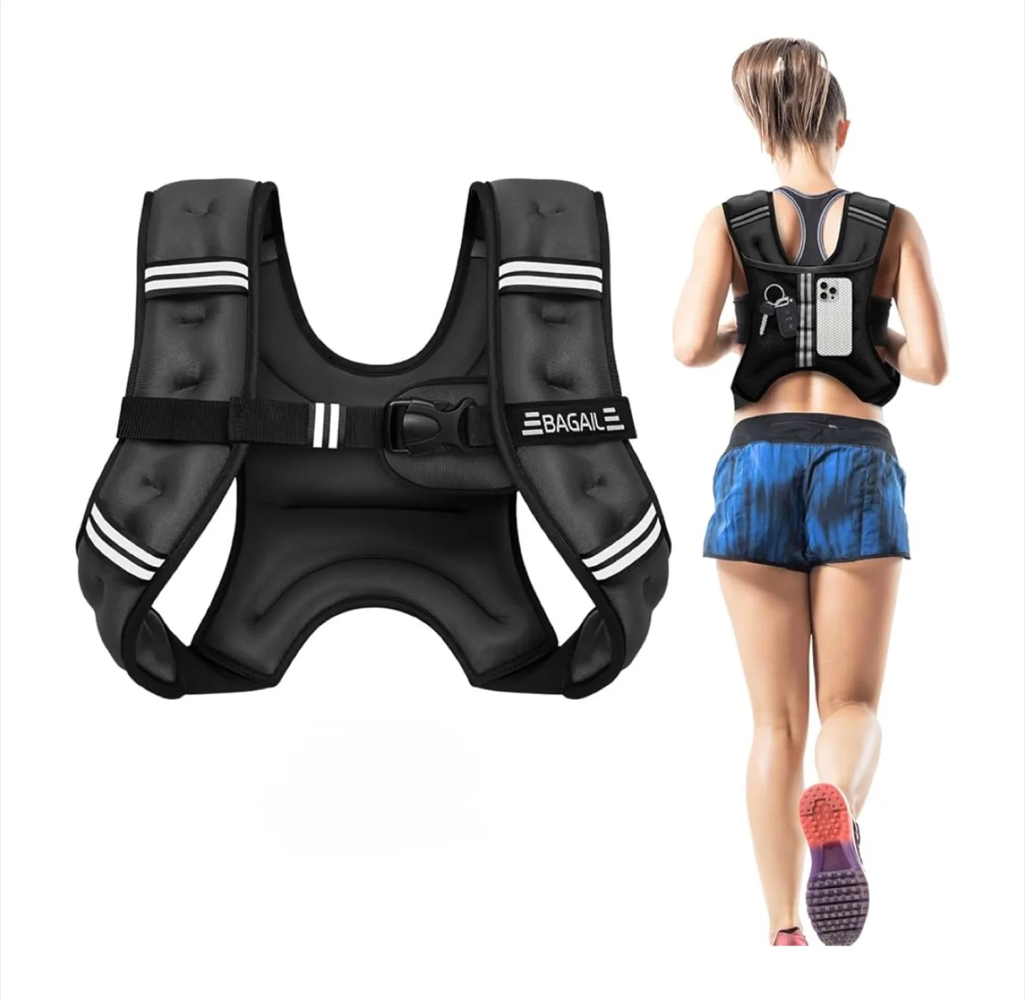 BAGAIL 10lb Weighted Vest - Black image indicator(8)