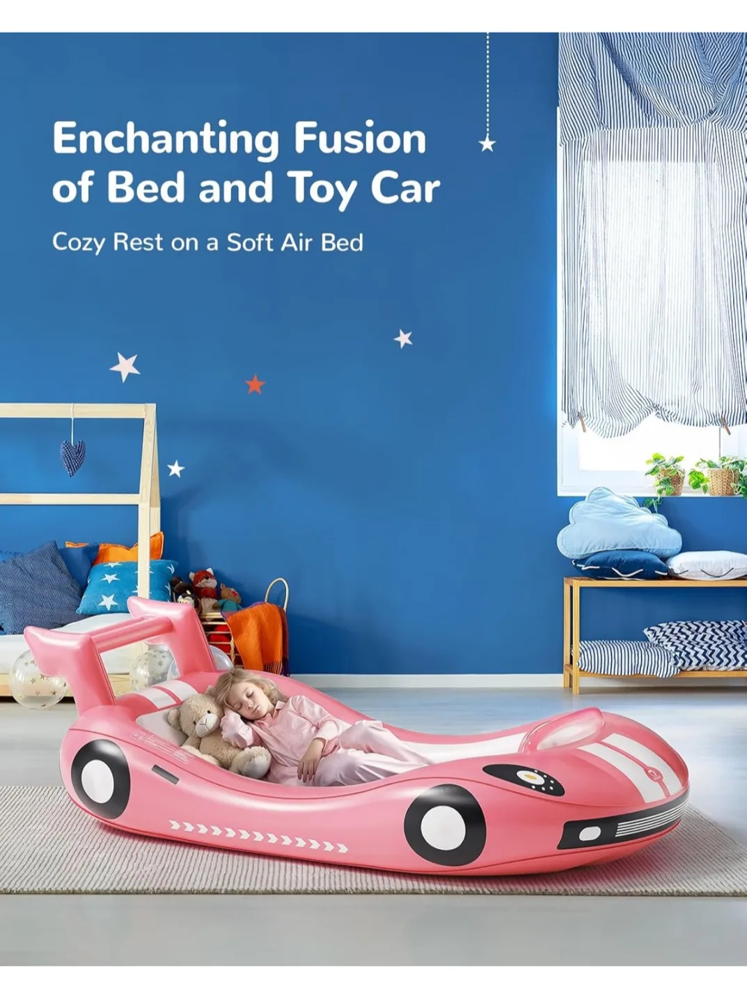 Pink Inflatable Race Car Toddler Bed image indicator(3)