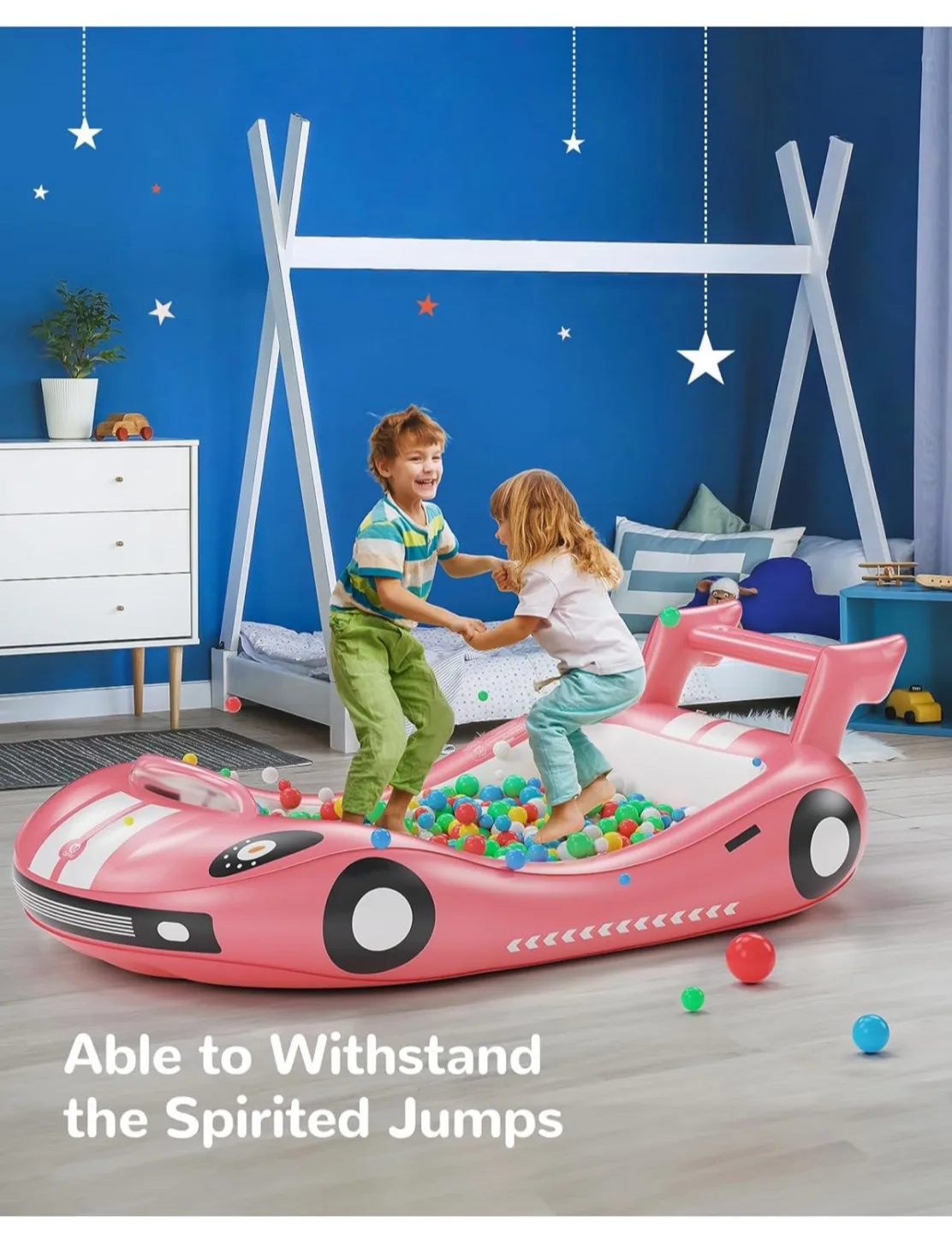 Pink Inflatable Race Car Toddler Bed image indicator(4)