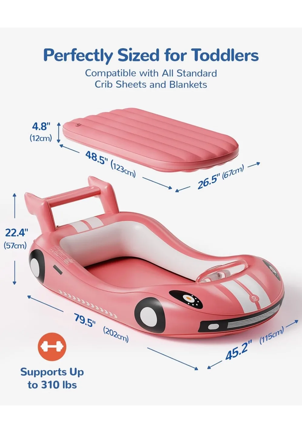 Pink Inflatable Race Car Toddler Bed image indicator(2)